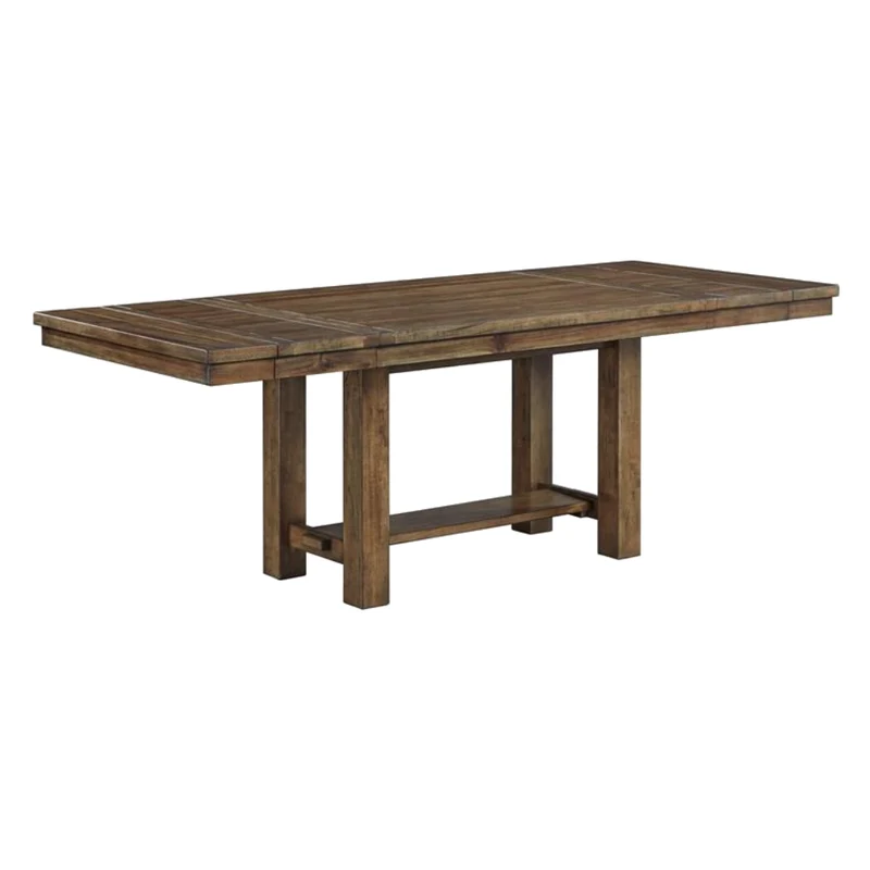 Table de salle à manger extensible en bois/placage brun vieilli - Moriville