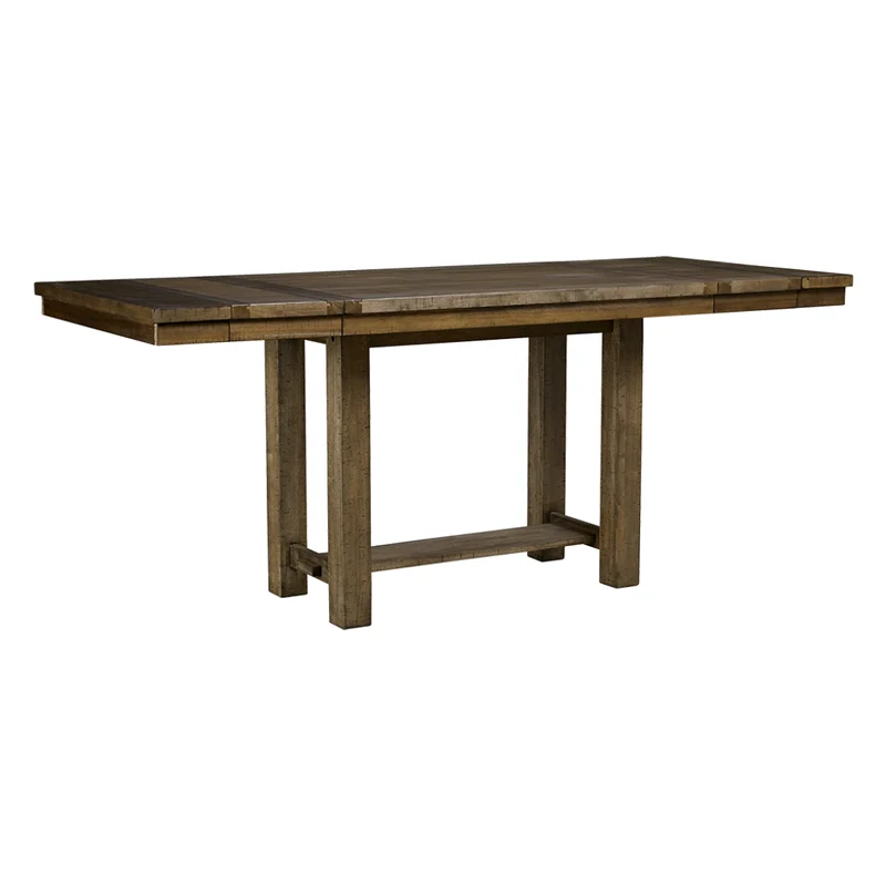 Table de salle à manger haute extensible en bois/placage brun vieilli - Moriville
