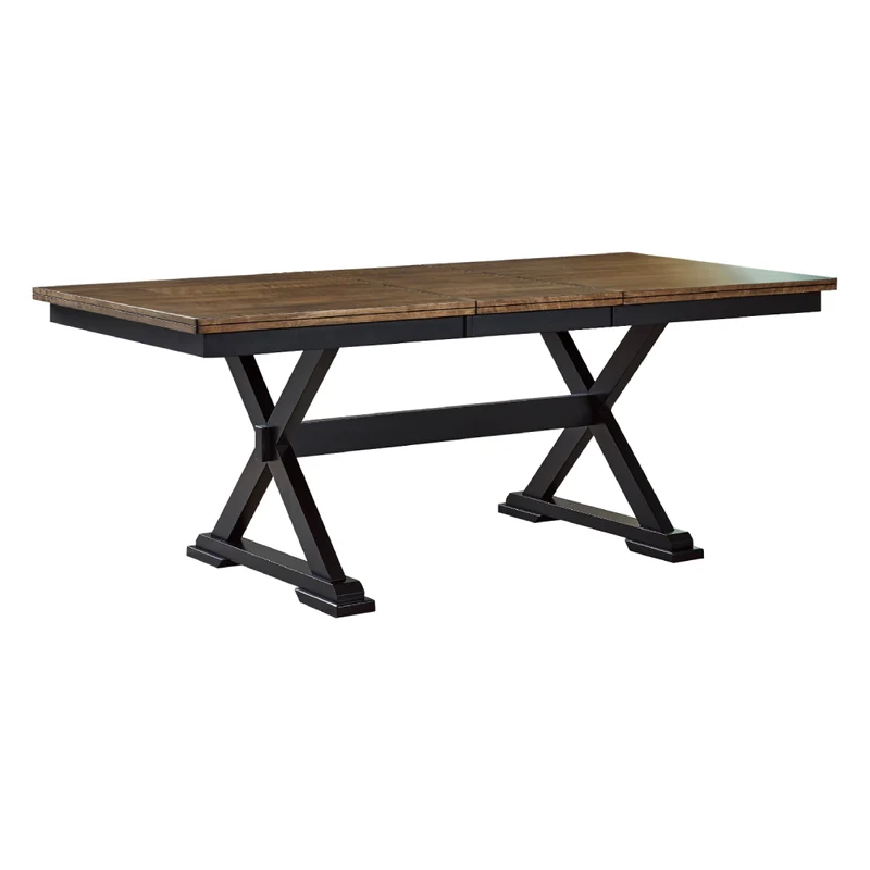 Table de salle à manger extensible en bois/placage de manguier bicolore - Wildenauer