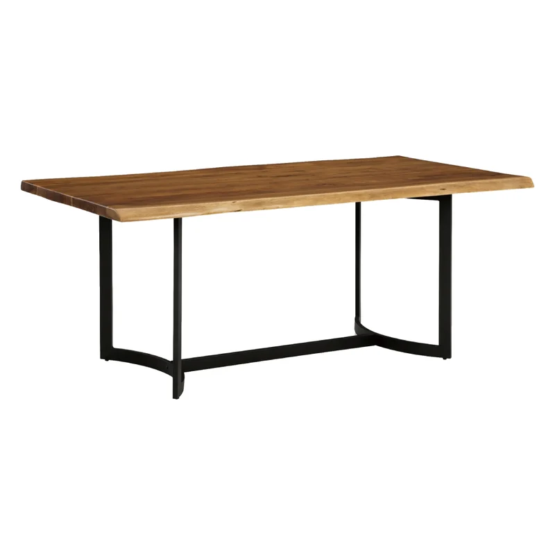 Table de salle à manger rectangulaire en bois d'acacia brun - Fortmaine