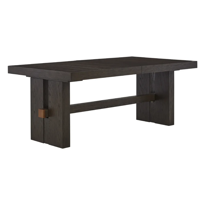 Table de salle à manger extensible en bois/placage de chêne brun foncé - Burkhaus