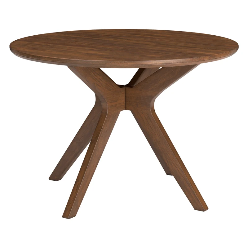 Table de salle à manger ronde en bois/placage de manguier brun - Lyncott