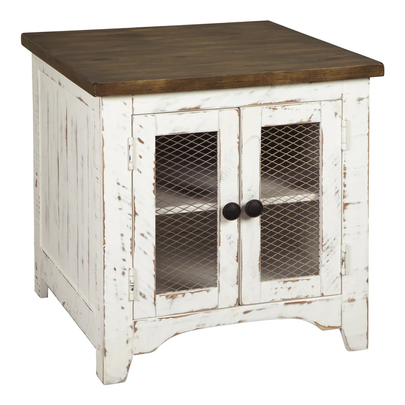 Table d'appoint en bois/placage bicolore avec 2 portes - Wystfield