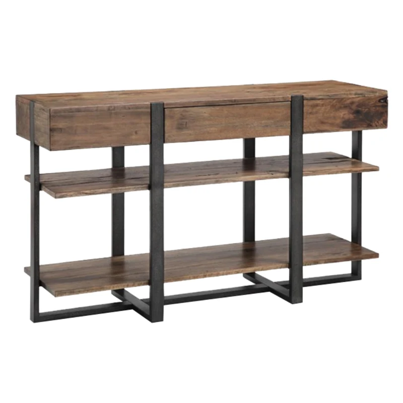 Table console en bois et en fer vieilli avec 1 tiroir - Prescott