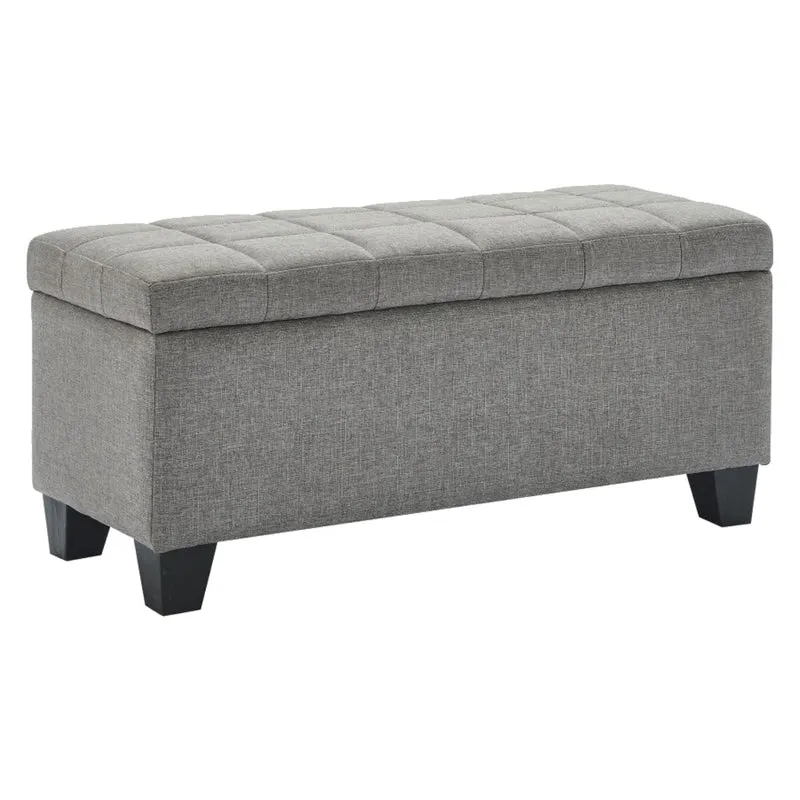 Banc de rangement en tissu gris - Lila