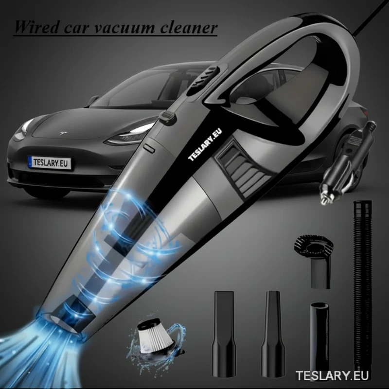 Aspirateur à main puissant pour voiture, 12 V, filaire, noir