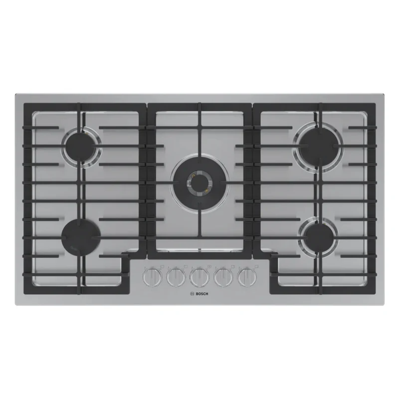 Plaque de cuisson au gaz 36 po, Inox à 5 brûleurs avec FlameSelect® - Série 800
