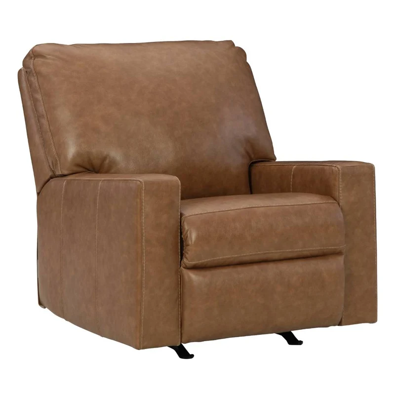 Fauteuil berçant et inclinable en cuir brun caramel - Bolsena