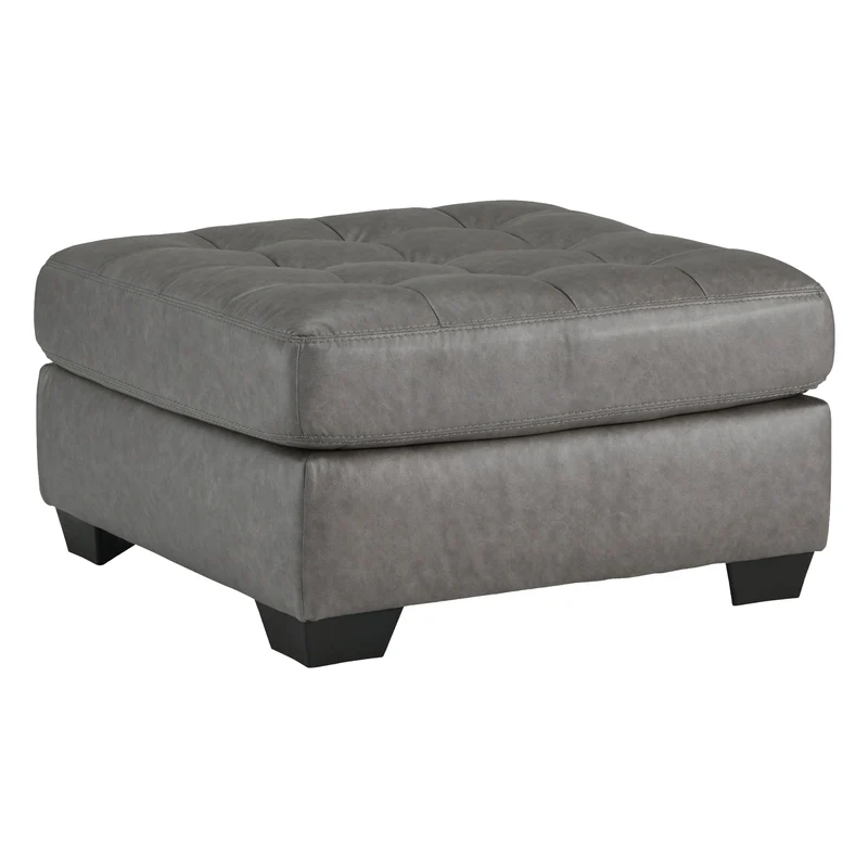 Ottoman surdimensionné aspect cuir gris - Clairette Court