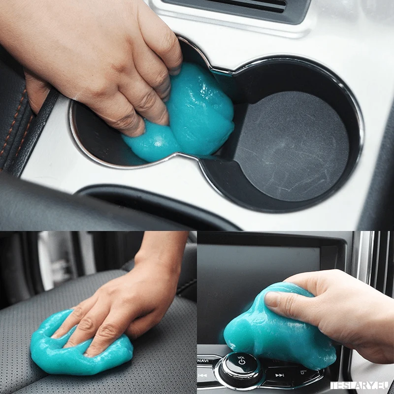 Gel nettoyant adhésif miracle – Élimine facilement la poussière de l'intérieur de la voiture, des bouches d'aération et des zones difficiles d'accès. Réutilisable et écologique. Outil ultime pour l'esthétique automobile. Nettoyant intérieur de voiture | Gel nettoyant adhésif
