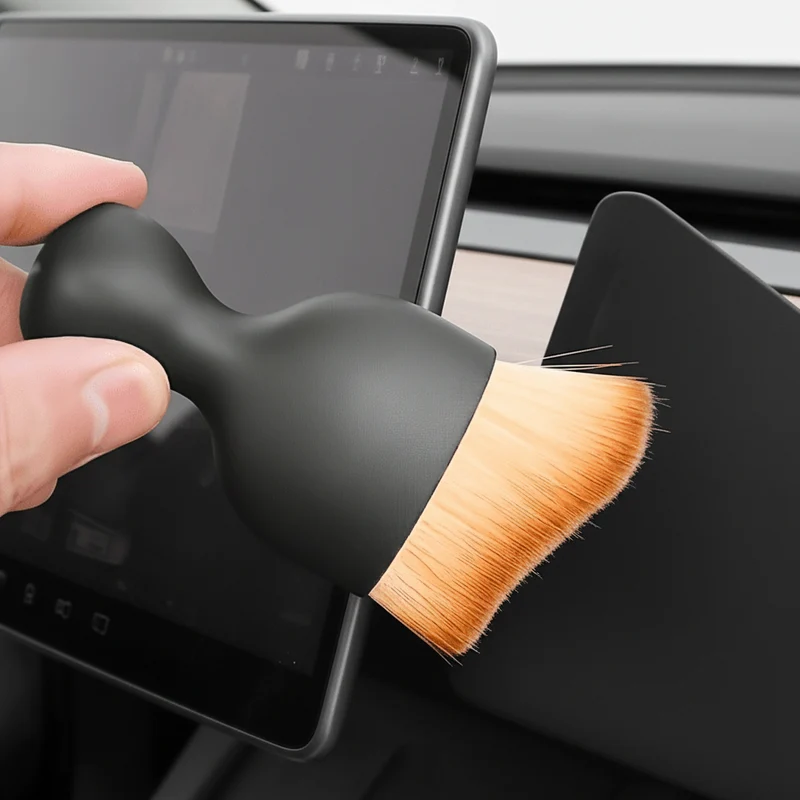 Brosse de nettoyage intérieure pour Tesla et autres véhicules électriques, brosse compacte à poils souples, brosse pour dépoussiérer les espaces entre les sièges et la console centrale, brosse pour nettoyer les bouches d'aération de la climatisation.
