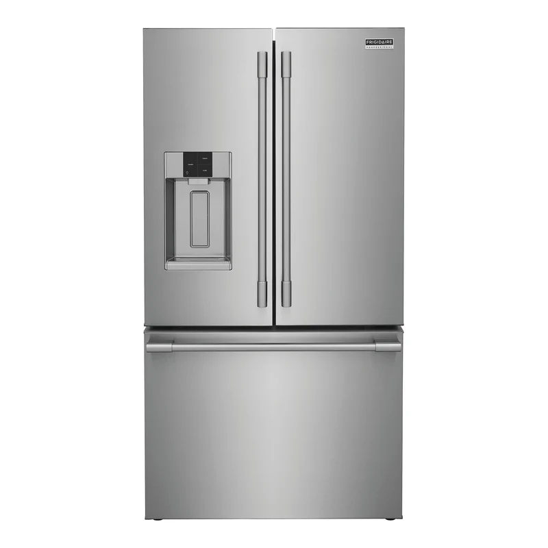 Réfrigérateur porte française 36 po, 22,6 pi³ Inox 3 portes avec distributeur externe d'eau et glaçons