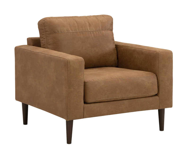 Fauteuil aspect cuir brun caramel - Telora