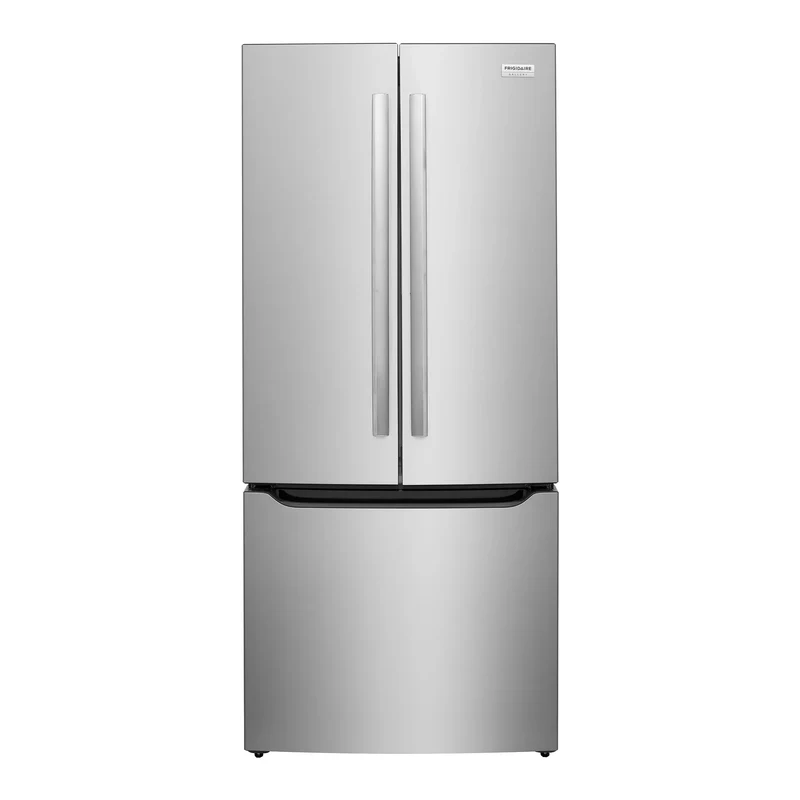 Réfrigérateur à porte française 30 po, 20 pi³, 3 portes, Inox avec distributeur d'eau et machine à glaçons