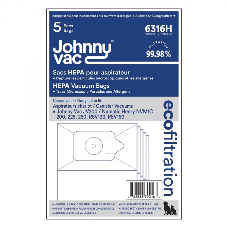 Numatic NVM-1C / Johnny Vac JV200 – 5 sacs HEPA