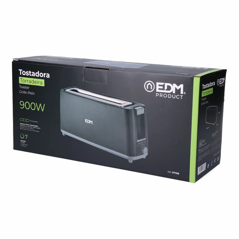 Grille-pain EDM 07798 Design Noir 900 W Long