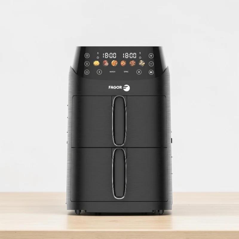 Friteuse à air chaud Air fryer double panier 5L 2000W Noir