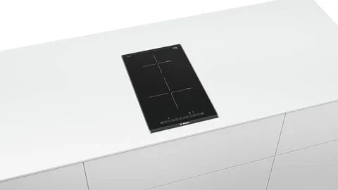 Bosch Serie | 6 PIB375FB1E Mischkochfeld – Induktionskochfeld – 2 Kochplatten – Nische – Breite: 27 cm – Tiefe: 49 cm – mit Frontblende und