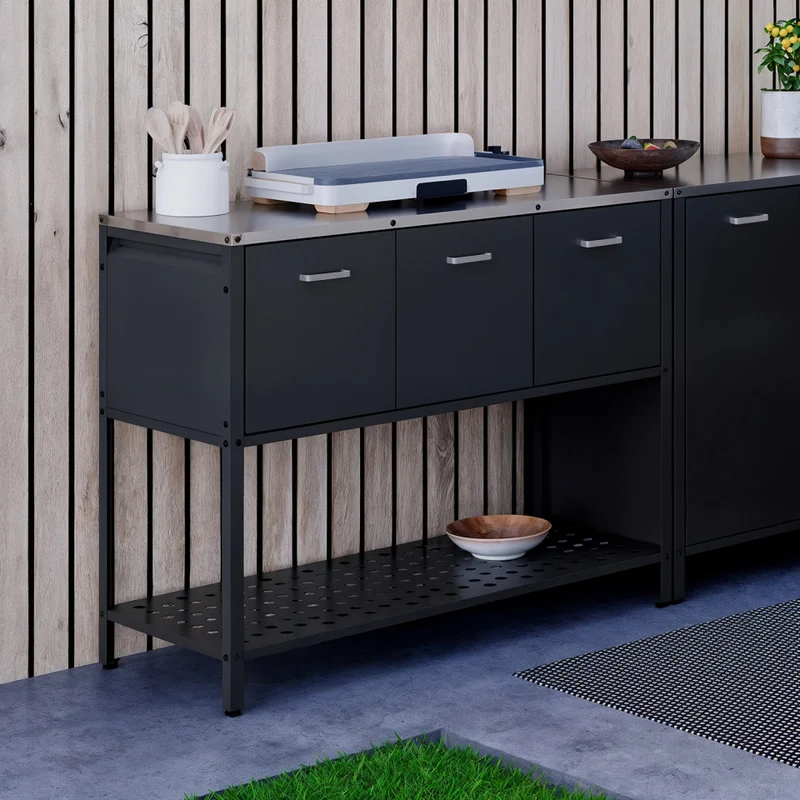 Meuble cuisine extérieure Alméria gris 3 portes