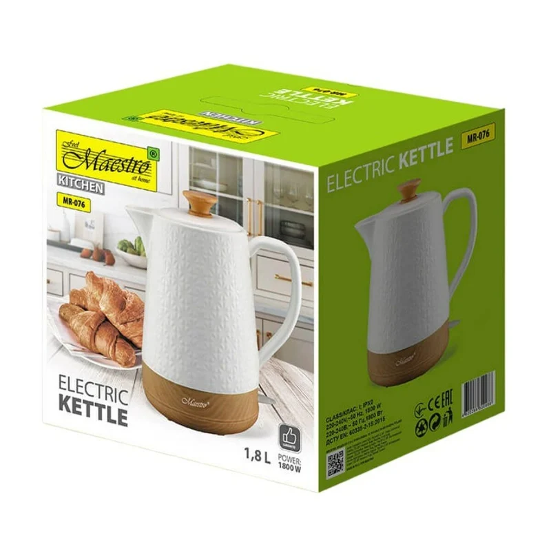 Bouilloire Feel Maestro MR-076 Céramique Blanche 1800 W 2 L