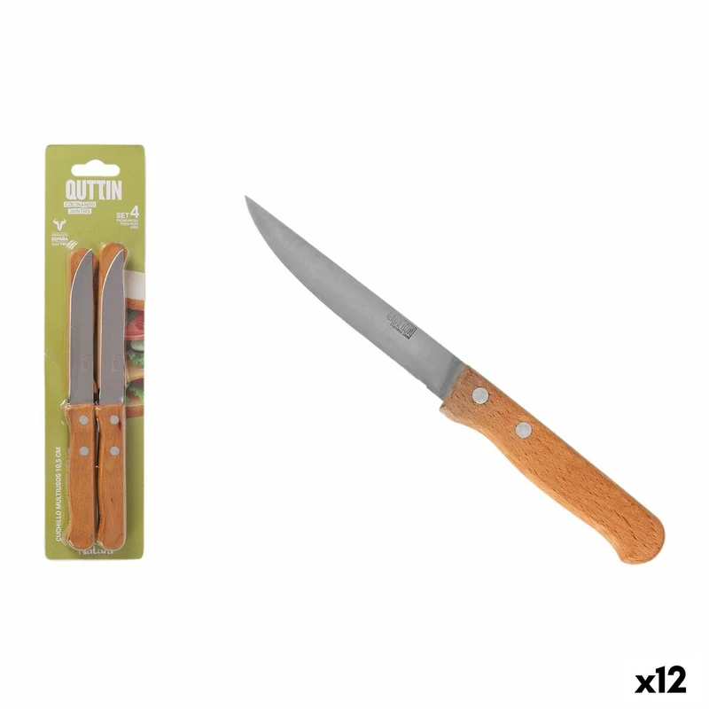 Knife Set Quttin Natura Brown Silver Stainless steel 10,5 cm 4 Pieces (12 Units)