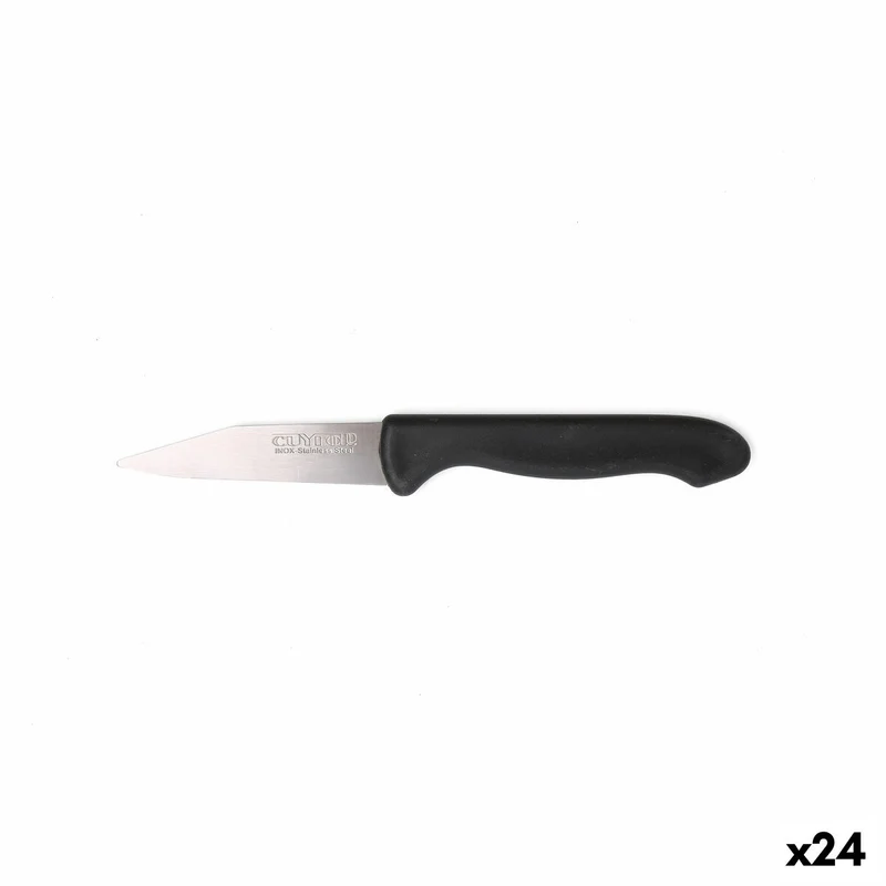 Peeler Knife Set Cuyfor Black Silver Stainless steel 7,5 cm 6 Pieces (24 Units)