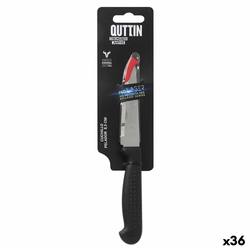 Peeler Knife Quttin Laser Black Silver Stainless steel 8,5 cm (36 Units)