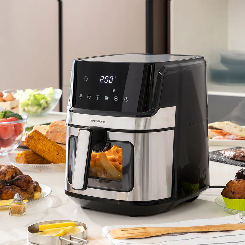 Friteuse à air InnovaGoods Fryinn View 6500 Noir 1700 W 6,5 L Acier inoxydable