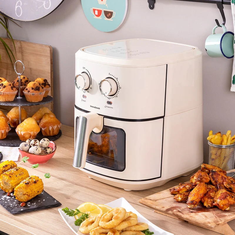 Friteuse à air InnovaGoods Vynner Pro 6500 Crème 1700 W 6,5 L Acier inoxydable
