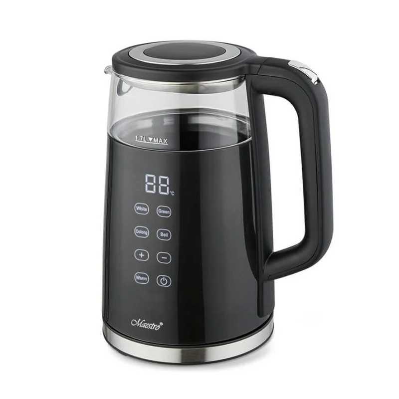 Bouilloire Feel Maestro MR-049 Verre Borosilicate Cristal Transparent Noir 2200 W 1,7 L