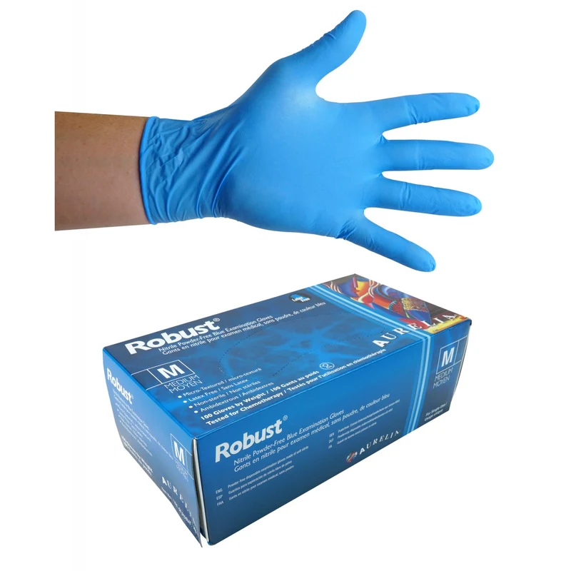 Gants nitrile bleu Auralie 5 mm boite de 100 moyen