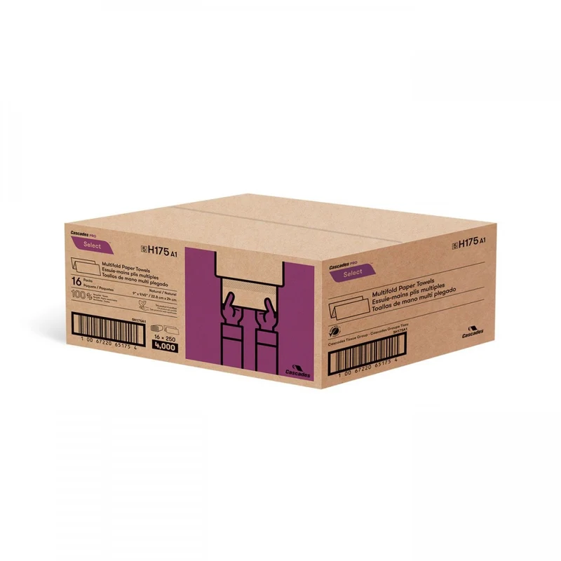 Papier à main brun pli multiple – Caisse de 16 paquets x 250 feuilles – Usage commercial