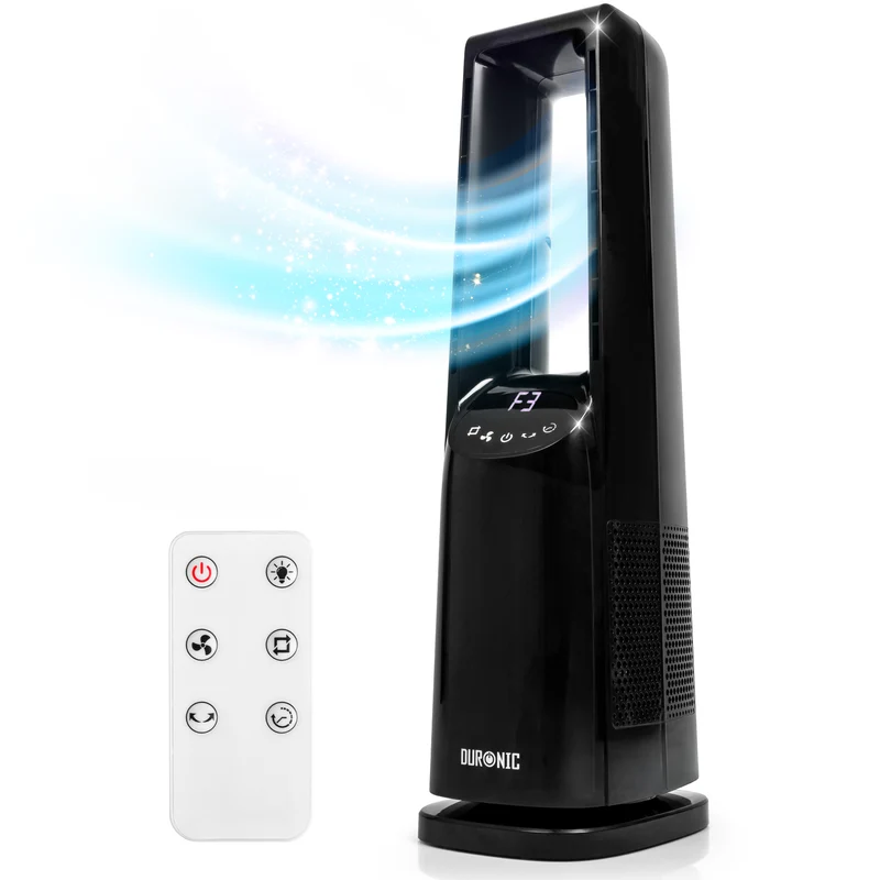 Duronic FN72 BK Ventilateur colonne 60W Aérateur avec 3 vitesses Minuterie 1 à 12 heures Oscillation à 70° Mode nuit Télécommande incluse avec 5 mètres de portée