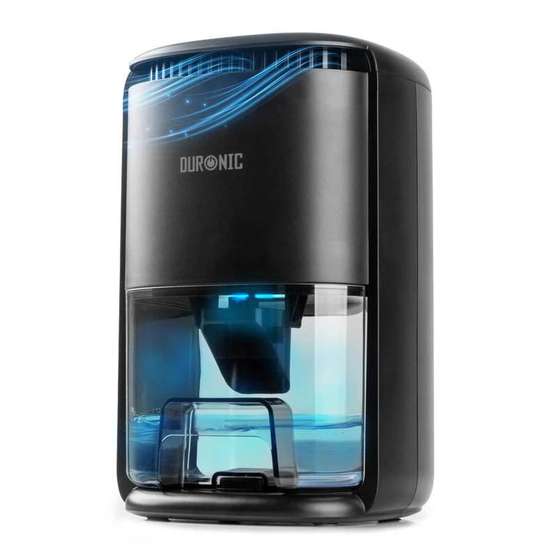 Duronic DH07 BK Déshumidificateur 22,5W Jusqu'à 200 ml d'eau par jour Réservoir d'1 litre Compact et silencieux Idéal pour petits espaces
