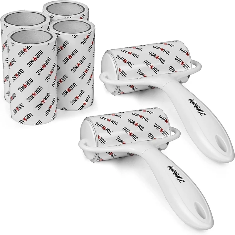 Duronic ROLL2X4 Set de 2 Rouleaux ramasse poils avec 4 Recharges de Bandes adhésives | Anti peluches | Pour les Vêtements Poils d'Animaux Tissus d'Ameublement