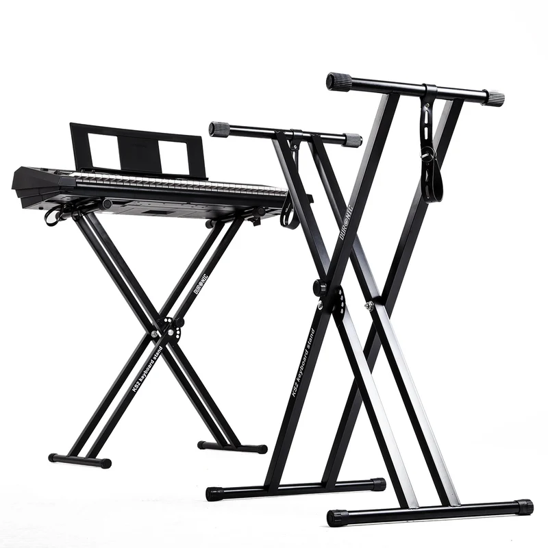 Duronic KS2B Support pour synthétiseur Clavier avec vis et Sangles de Fixation Hauteur réglable Léger Supporte 30 kg