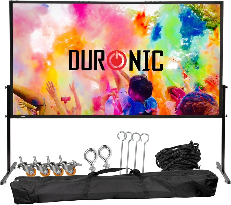 Duronic BD-SFPS80 16:9 Ecran de Projection vidéoprojecteur 80 Pouces Toile de Projection écran Home 4K Full HD 3D Cinema soirée cinéma Bureaux Conférence Classe école Montage Mural trépied