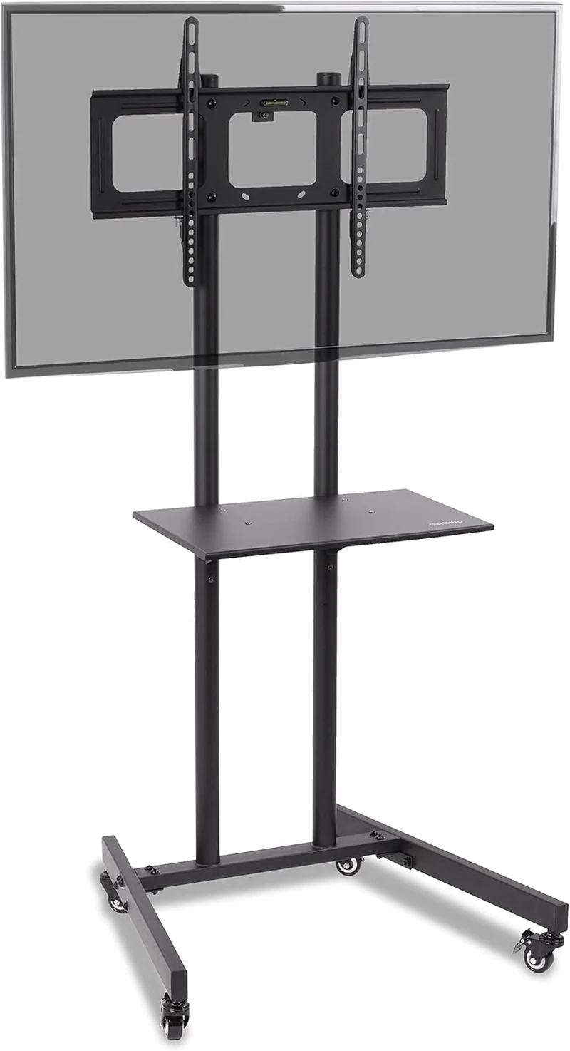 Duronic TVS5T1 Meuble TV pour écran 32 à 70 Pouces Support télévision LCD LED OLED QLED VESA 600x400 mm Charge max 68 kg Roulettes