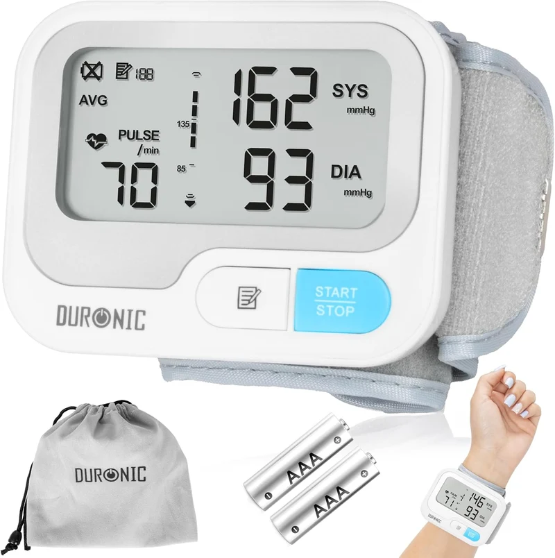 Duronic BPM65 WE Tensiomètre 6V Appareil de mesure de tension artérielle systolique diastolique avec fonction mémoire Mesures précises de la pression artérielle 2 piles AAA
