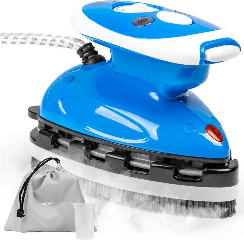 Duronic SI2 BE Fer à Repasser à Vapeur de Voyage 375W Léger et Compact 762g Semelle antiadhésive Réservoir de 50 ml avec Brosse et Pochette de Transport