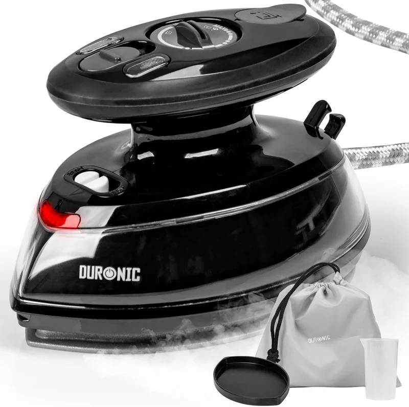 Duronic SI3 BK Fer à repasser à vapeur de voyage 400W Léger et compact 495g Idéal pour les déplacements Convient pour crafts et patchworks Accessoires inclus