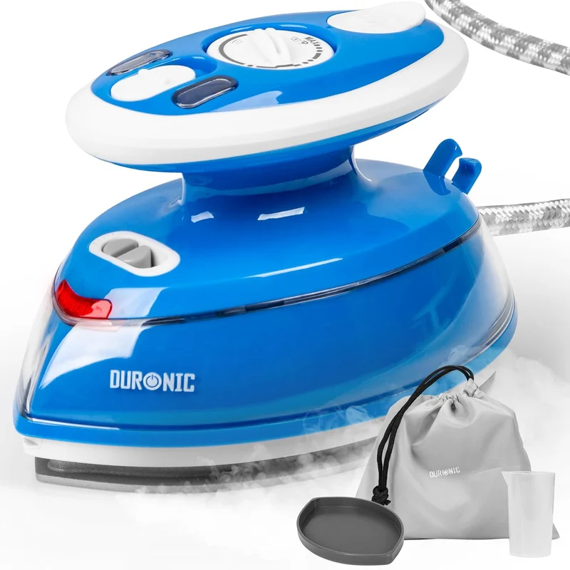 Duronic SI3 BE Fer à repasser à vapeur de voyage 400W Léger et compact 495g Idéal pour les déplacements Convient pour crafts et patchworks Accessoires inclus