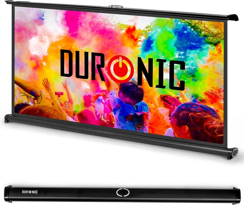 Duronic DPS50 16/9 Ecran de Projection TV Home Cinema pour Bureau de 50 Pouces 127 cm | 111 x 62 cm | Toile pour vidéoprojecteur | Solution Alternative au Trépied | Gain +1 idéal pour 3D 8K 4K 1080P
