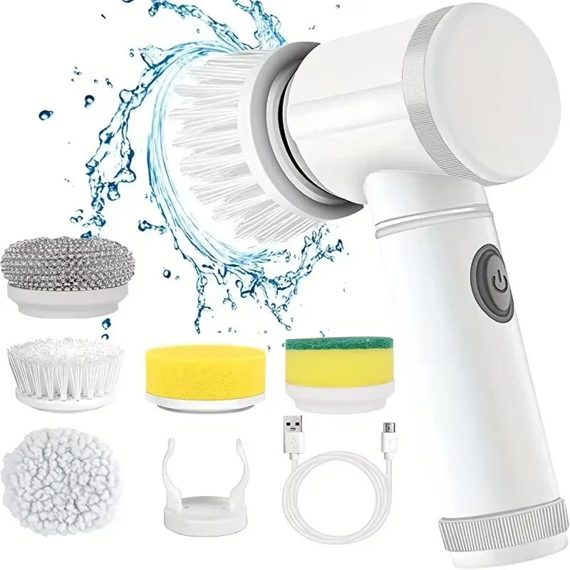 Electric Spin Scrubber – Cordless Bathroom Cleaning Brush with 5 Replaceable Heads
