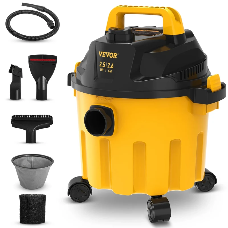SucceBuy 2.6 Gallon Wet Dry Vac – 2.5 Peak HP, 3-in-1 Portable Shop Vacuum with Blowing Function