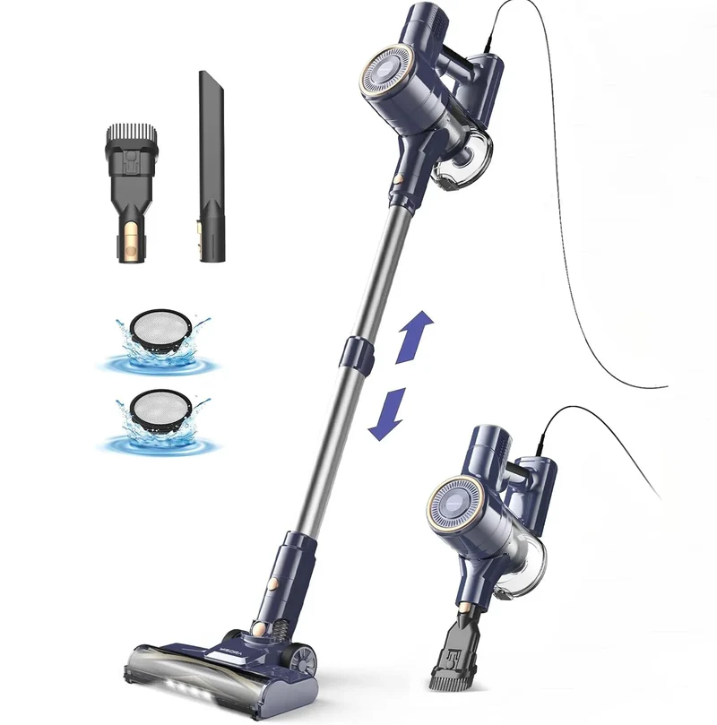 YISORA 600W Corded Stick Vacuum Cleaner – 23kPa, 6-in-1 Free-Stand for Hard Floor & Carpet