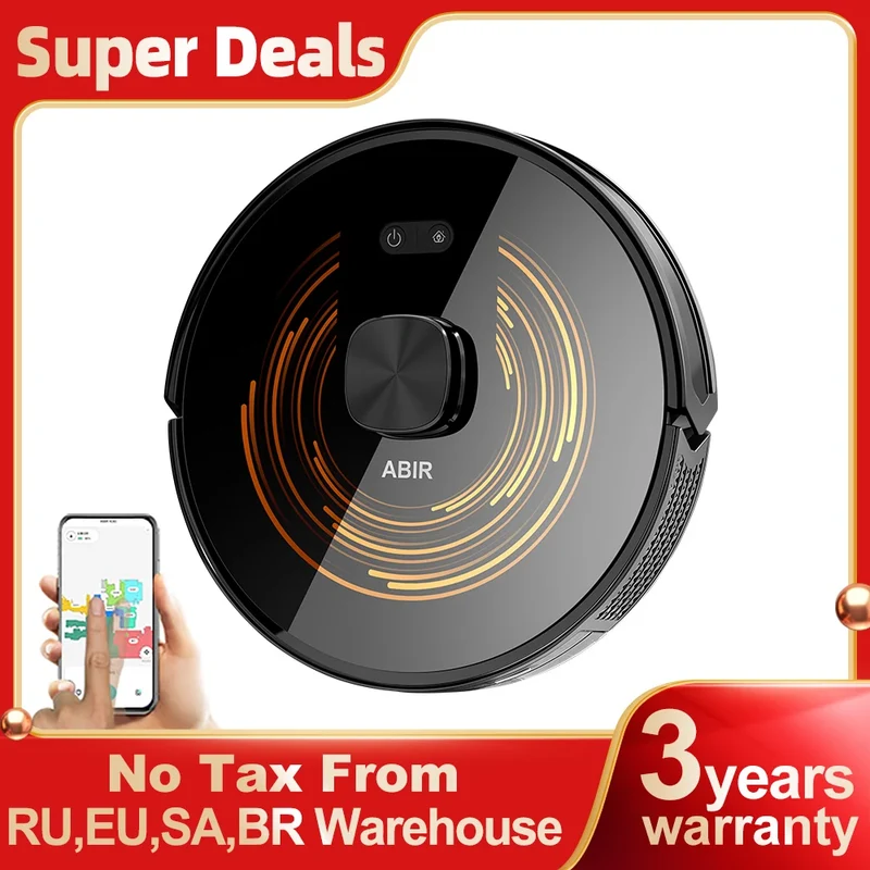 ABIR X9 Robot Vacuum Cleaner – Laser LiDAR, 6500PA Suction, UV Spot Cleaning, Multi-Floor Map, Auto Carpet Boost