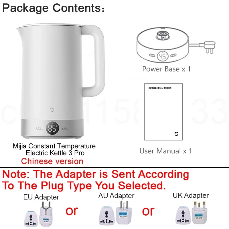 Xiaomi MIJIA Electric Kettle 3 Pro – 2L, 4 Temperature Settings, 24H Heat Preservation | 220V | EU/UK/AU