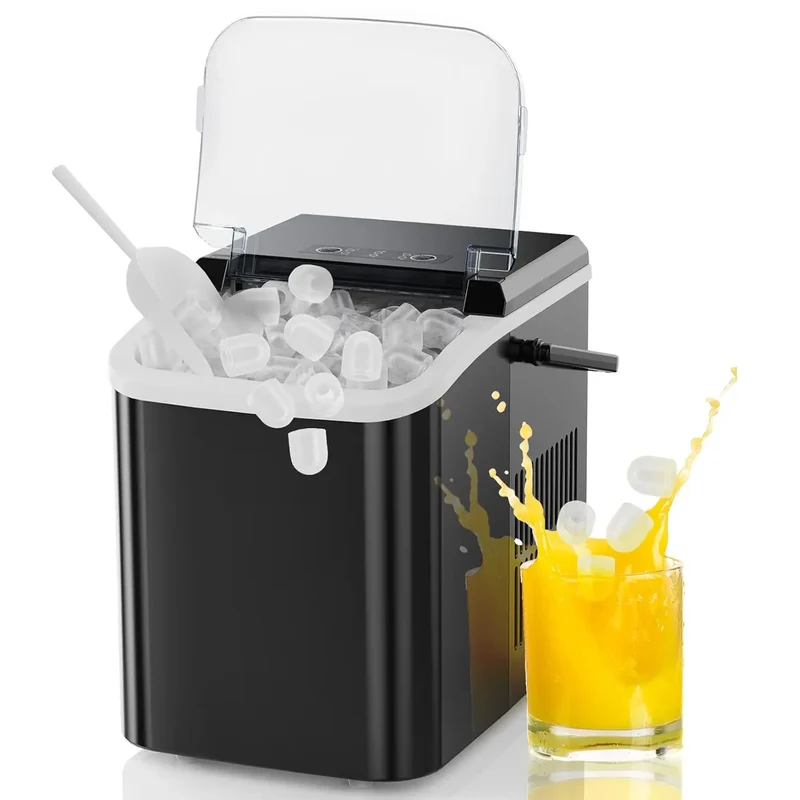 Portable Ice Maker Machine – 9 Cubes in 6 Minutes, 26 lbs/Day, Auto-Clean, Basket & Scoop Included | Home, RV & Camping