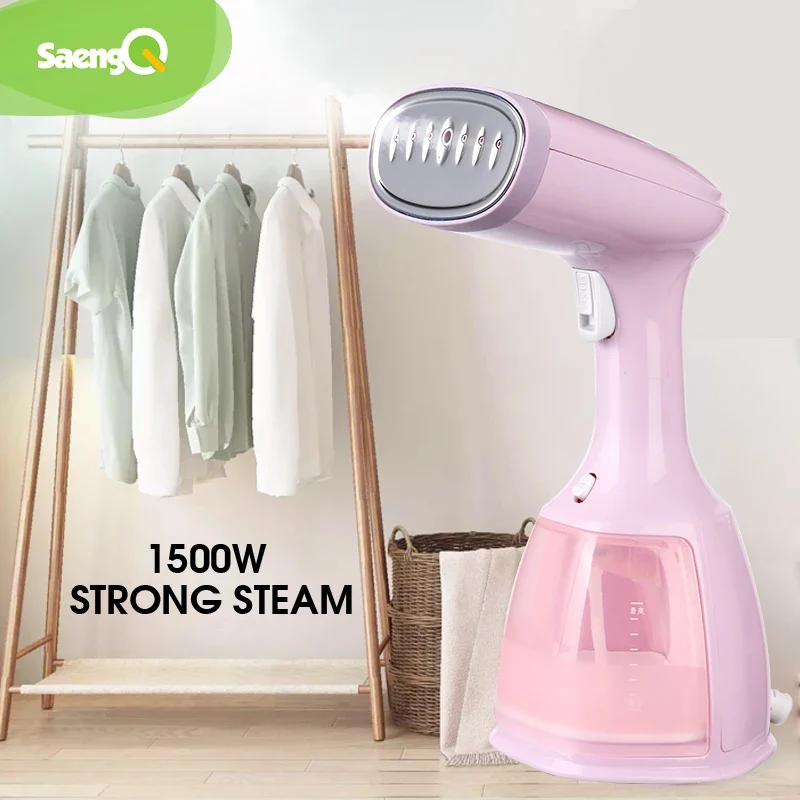saengQ 1500W Handheld Garment Steamer | Portable Travel Steam Iron | 280ml | Fast Heat | EU Plug | Blue / Violet / Pink